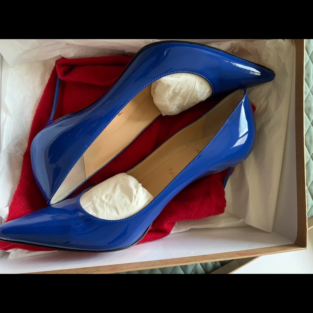 Louboutin Pigalle 85mm Blue Heels